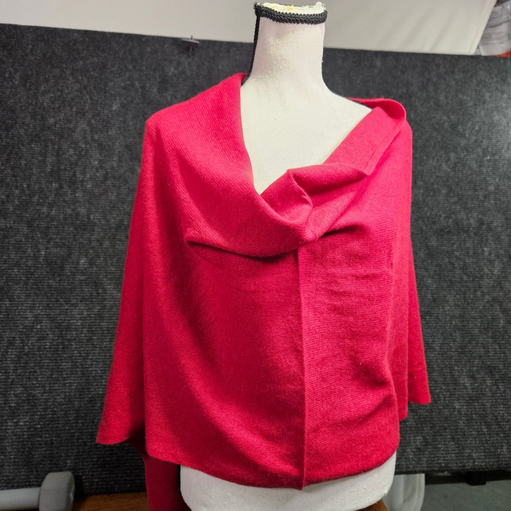 Minnie Rose Red 100% Cashmere Poncho Wrap One Size Style 0841